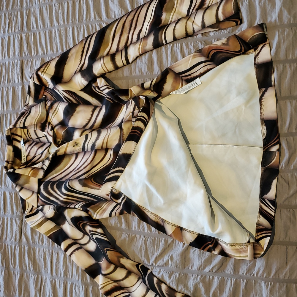 Zara Brown,Black & Tan mini dress With Side Zipper Size XS like new - Picture 9 of 9
